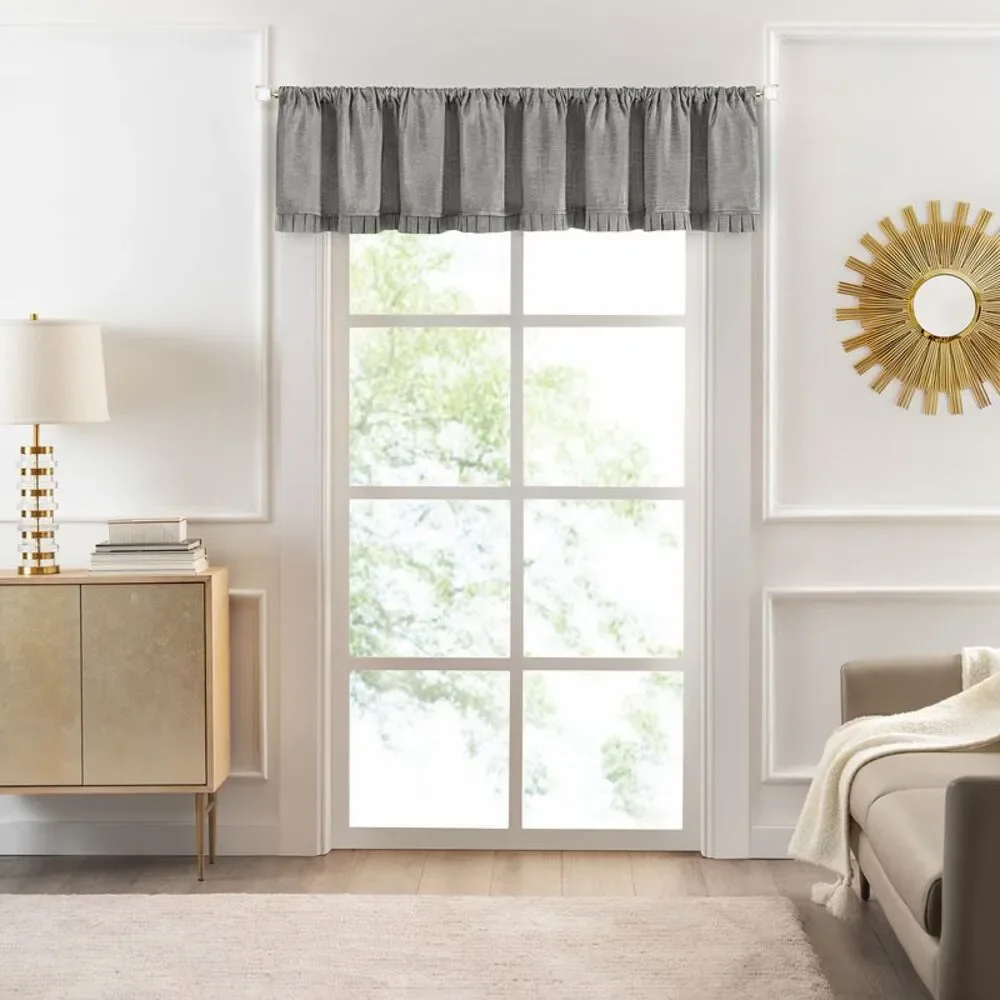 Achim Home Furnishing Bordeaux Silver Solid Pleated Window Curtain Panels : 52